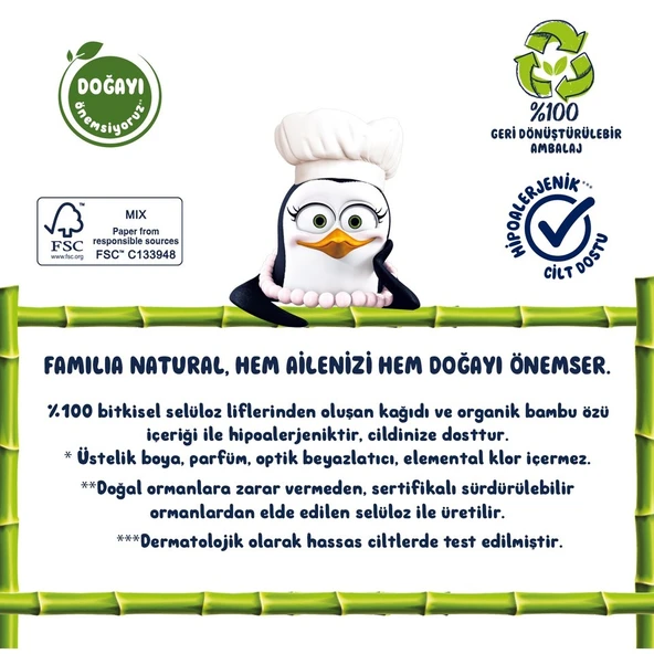 Familia Plus Tuvalet Kağıdı 3 Katlı 96 Lı Paket Natural Organik Bambu Özlü (3PK*32) - 10