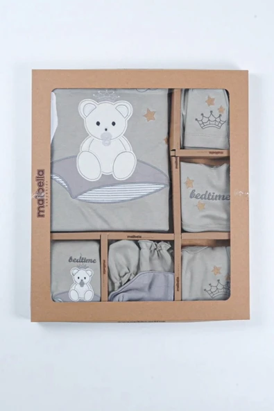 Ayı Desenli Kutulu Erkek Bebek Hastane Çıkışı Bebek Kıyafetleri Yenidoğan Hastane Çıkış Seti 10 lu - Resim 7