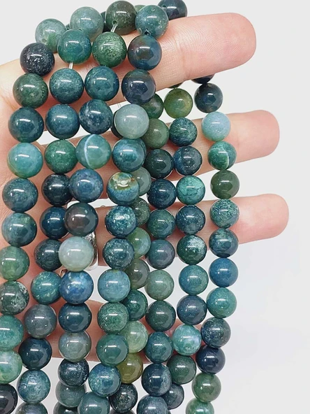 Yosun Akik Taşı Dizi 8mm (55986) - Resim 3