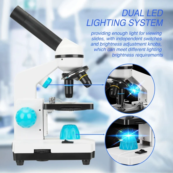 Monozone 2000X Zoom Monoküler Mikroskop Kiti Laboratuvar Eğitim Okul Usb Biyolojik Hd Dijital - 9