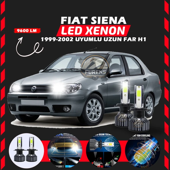 Fiat Siena 1999-2002 Uzun Far Uyumlu Şimşek Etkili Led Xenon Pro Series H1 ürün görseli