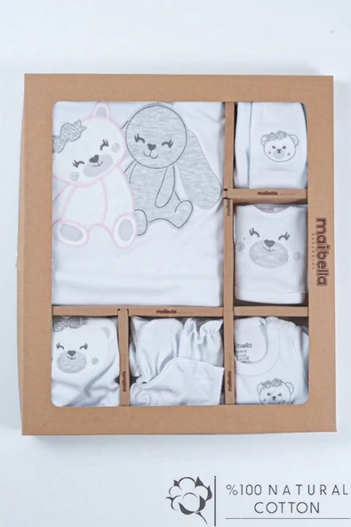 Kedi Desenli Kutulu Kız Bebek Hastane Çıkışı Bebek Kıyafetleri Yenidoğan Hastane Çıkış Seti 10 lu - 8