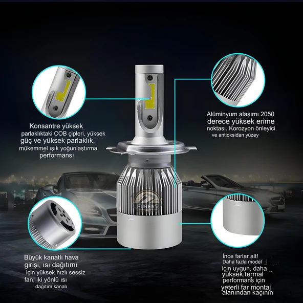 Ford Connect 2002-2013 Uzun - Kısa Far Uyumlu Şimşek Etkili Led Xenon Performance Series H4 - Resim 4