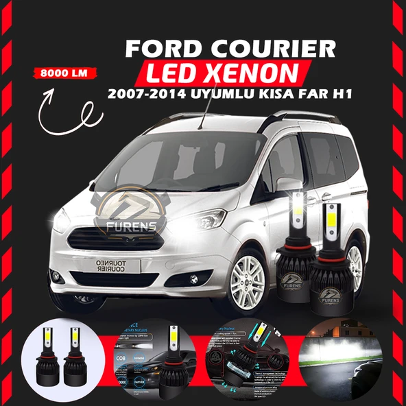 Ford Courier 2007-2014 Kısa Far Uyumlu Şimşek Etkili Led Xenon Light Series H1 ürün görseli 1