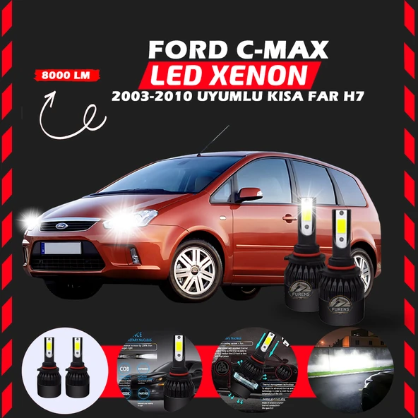 Ford C-MAX 2003-2010 Kısa Far Uyumlu Şimşek Etkili Led Xenon Light Series H7 ürün görseli 1