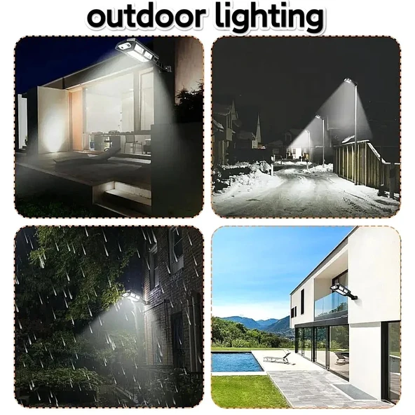 Monozone LED Lamba Sensörlü Su Geçirmez Güneş Enerjili 3 Modlu Şarjlı Kumandalı Solar Aydınlatma Lamba Bahçe Sokak Duvar Hareket Algılama - 6