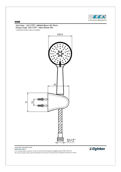 Eca Niobe Mafsallı El Duş Seti (3 Fonksiyonlu) 102117377 - 2