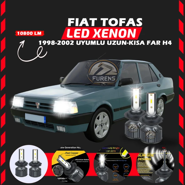 Fiat Tofaş Uzun - Kısa Far Uyumlu Şimşek Etkili Led Xenon Premium Series H4 ürün görseli