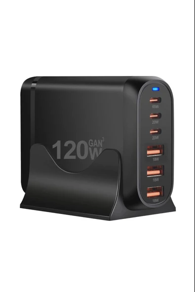 120w GaN3 Pro Masaüstü Süper Hızlı Şarj PD Qualcomm3 Adaptör 3x Type-C 3x Usb Toplam 6 Port Kensa