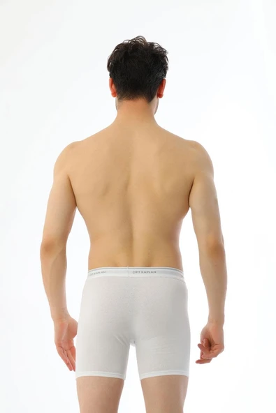 Erkek Elastanlı Biyeli Beyaz Uzun Boxer 855 - Resim 3