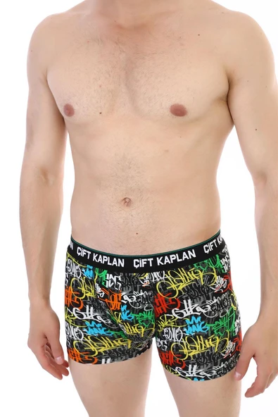 Erkek Renkli Yazı Desenli Dijital Boxer 796 - Resim 6