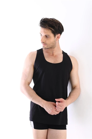 Erkek İnce Süprem Siyah Atlet 700 - Resim 3