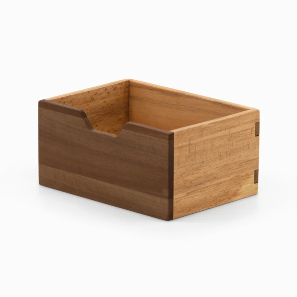 Woodsaka Desna Tek Çekmeceli Mini Dolap & Masaüstü Kırtasiye Organizer - Ceviz ve Gürgen - 10