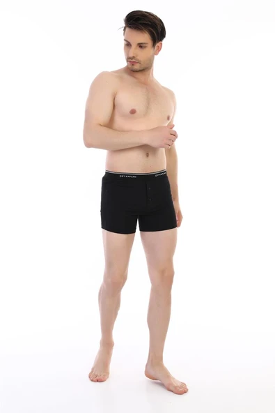 Erkek Elastanlı Biyeli Siyah Boxer Şort 880 - Resim 2