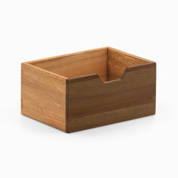 Woodsaka Desna Tek Çekmeceli Mini Dolap & Masaüstü Kırtasiye Organizer - Ceviz ve Gürgen - 9