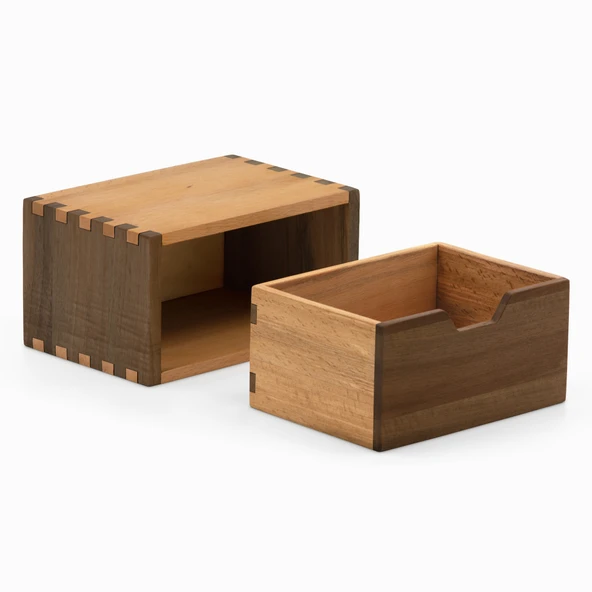 Woodsaka Desna Tek Çekmeceli Mini Dolap & Masaüstü Kırtasiye Organizer - Ceviz ve Gürgen - 8