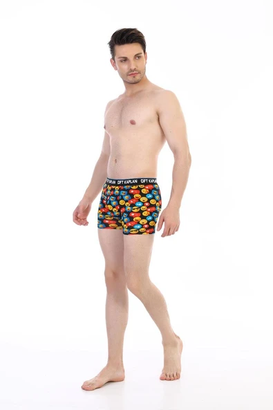 Erkek Renkli Emoji Desenli Dijital Boxer 796 - 3