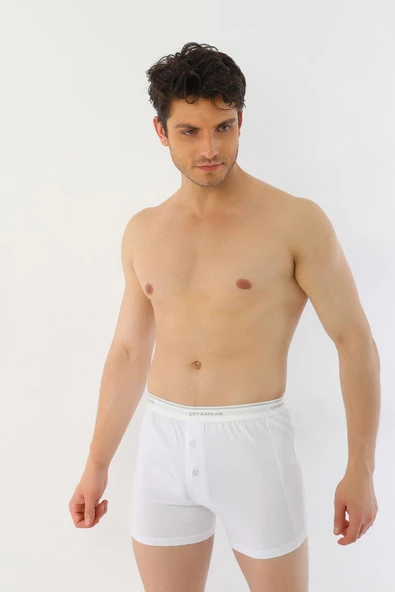 Erkek Elastanlı Biyeli Beyaz Boxer Şort 880 - Resim 6