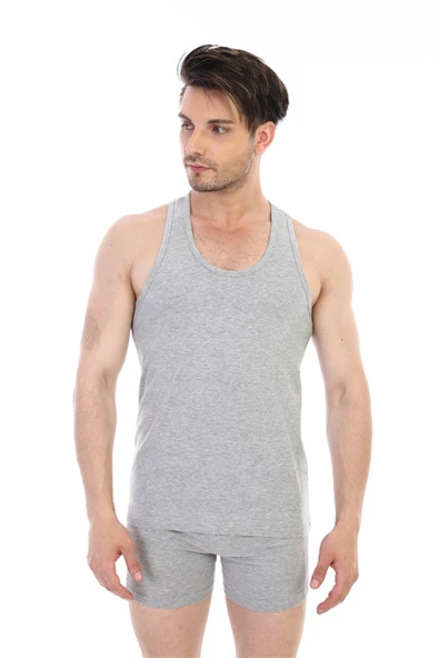 Erkek Elastanlı Gri Atlet 917 - Resim 6