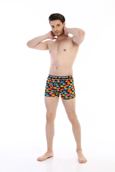 Erkek Renkli Emoji Desenli Dijital Boxer 796 - 4