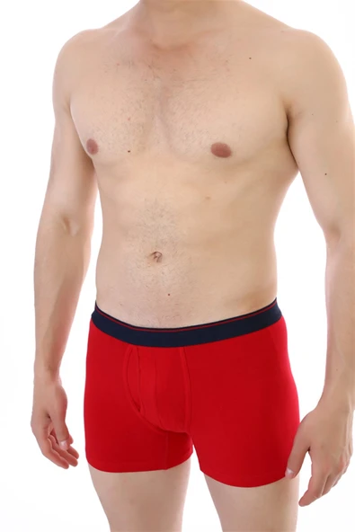Erkek Elastanlı Cepli Kırmızı Boxer 888 - Resim 7