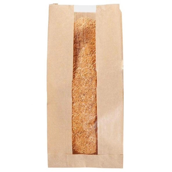 Pencereli Şemua Çizgili Baget Ekmek Fırın Kese Kağıdı - Orta boy -15x33 Cm. -1.5 Kg - Ort. 240 Ad - Resim 3