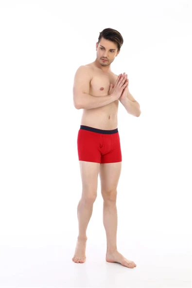 Erkek Elastanlı Cepli Kırmızı Boxer 888 - Resim 5