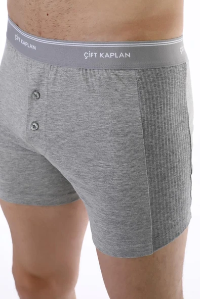 Erkek Elastanlı Biyeli Gri Melanj Boxer Şort 880 - Resim 9