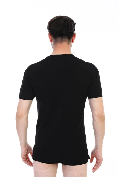 Erkek Ribana Bisiklet Yaka Siyah Fanila 841 - 3