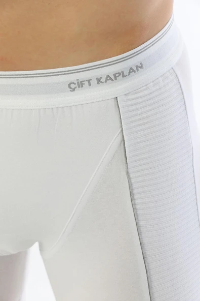 Erkek Elastanlı Biyeli Beyaz Uzun Boxer 855 - Resim 8