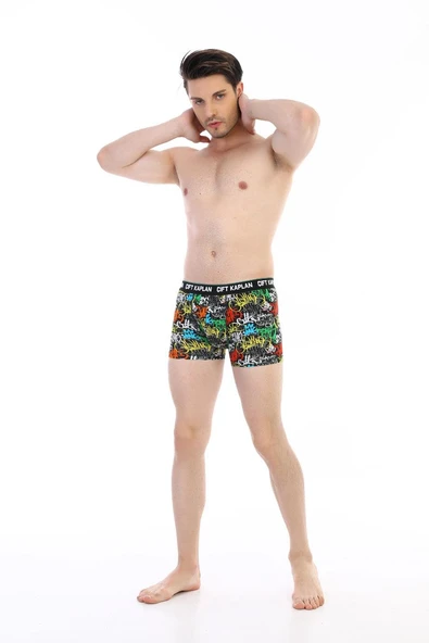 Erkek Renkli Yazı Desenli Dijital Boxer 796 - Resim 4