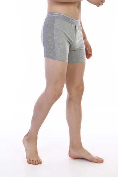 Erkek Elastanlı Biyeli Gri Melanj Boxer Şort 880 - Resim 8