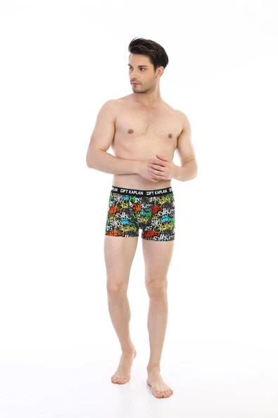 Erkek Renkli Yazı Desenli Dijital Boxer 796 - Resim 5