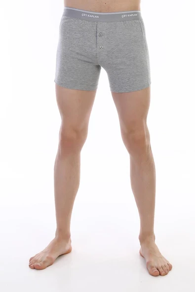 Erkek Elastanlı Biyeli Gri Melanj Boxer Şort 880 - Resim 6