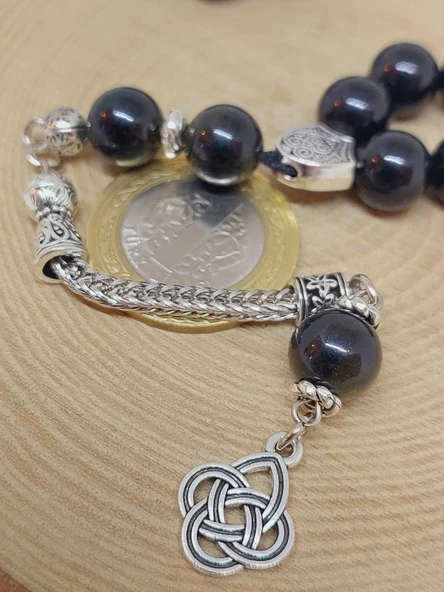 Golden & Siyah Obsidyen Taşı 33lük Tesbih 10mm (36015) - Resim 3