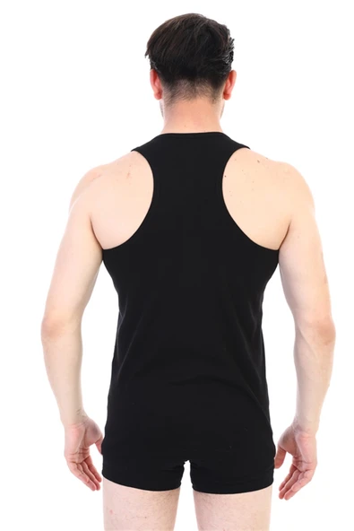 Erkek Elastanlı Spor Siyah Atlet 916 - Resim 5