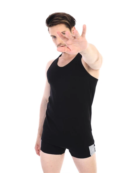 Erkek Elastanlı Spor Siyah Atlet 916 ürün görseli 1