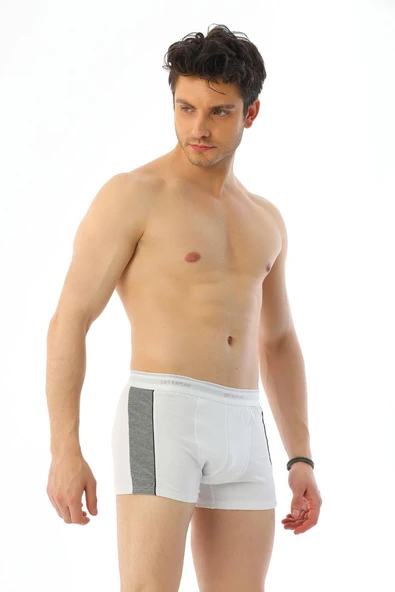 Erkek Elastanlı Biyeli Beyaz Boxer 850
