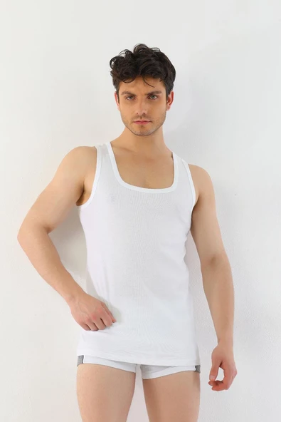 Erkek Ribana Beyaz Atlet 775 - Resim 8