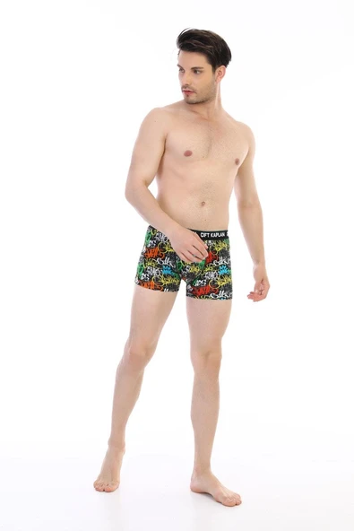Erkek Renkli Yazı Desenli Dijital Boxer 796 - Resim 2