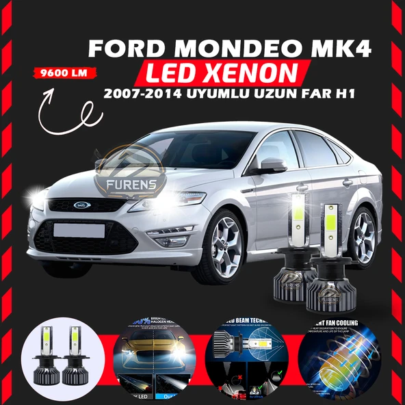 Ford Mondeo MK4 2007-2014 Uzun Far Uyumlu Şimşek Etkili Led Xenon Pro Series H1 ürün görseli