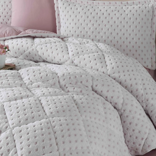 Welsoft Jakarlı Uyku Seti Çift Kişilik Viola V1 Beyaz - 3