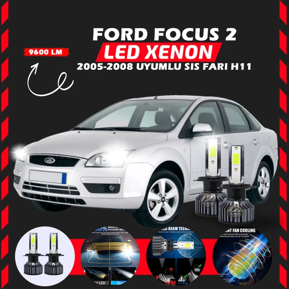 Ford Focus 2 2005-2008 Sis Farı Uyumlu Şimşek Etkili Led Xenon Pro Series H11 ürün görseli 1