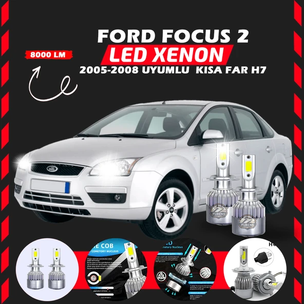 Ford Focus 2 2005-2008 Kısa Far Uyumlu Şimşek Etkili Led Xenon Performance Series H7 ürün görseli