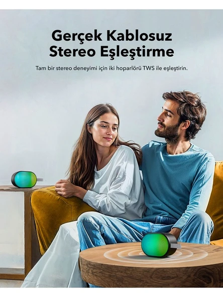 Soundcore Pyro Mini Bluetooth Hoparlör - Çoklu Işık Efektleri - 6W'lık Güçlü Ses - 10 Saat Çalma Süresi - Siyah - A31A0 - 3