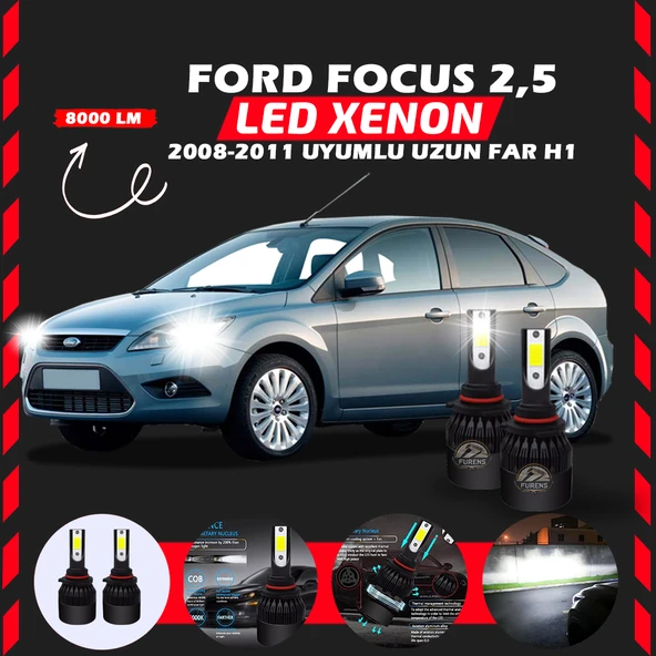 Ford Focus 2.5 2008-2011 Uzun Far Uyumlu Şimşek Etkili Led Xenon Light Series H1