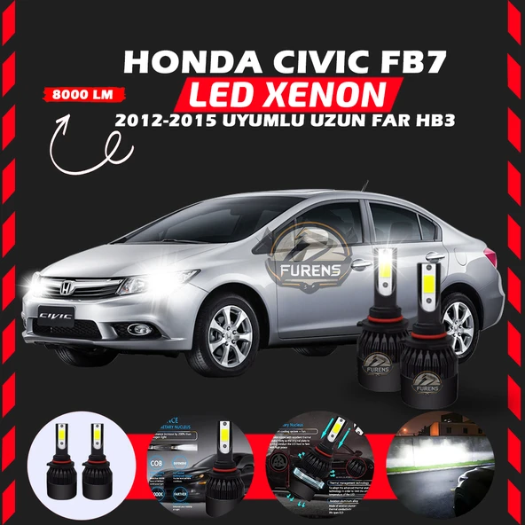 Honda Civic FB7 2012-2015 Uzun Far Uyumlu Şimşek Etkili Led Xenon Light Series HB3 ürün görseli 1