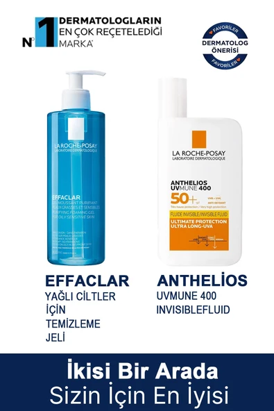 La Roche Posay Anthelios UVmune 400 Invisible Fluid SPF50+ 50 ml + La Roche Posay Effaclar Gel 400 ml