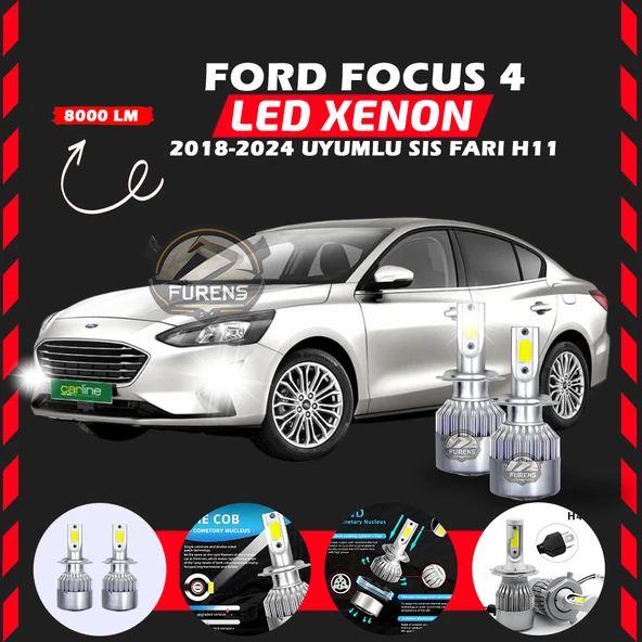 Ford Focus 4 2018-2024 Sis Farı Uyumlu Şimşek Etkili Led Xenon Performance Series H11 ürün görseli 1
