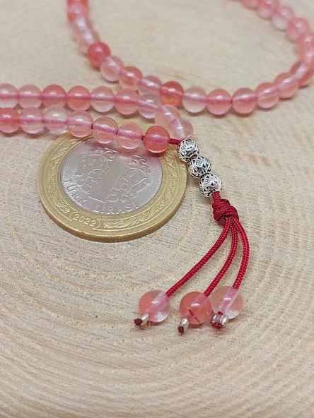 Gül Kuvars Taşı 99luk Tesbih 4mm (45212) - Resim 3